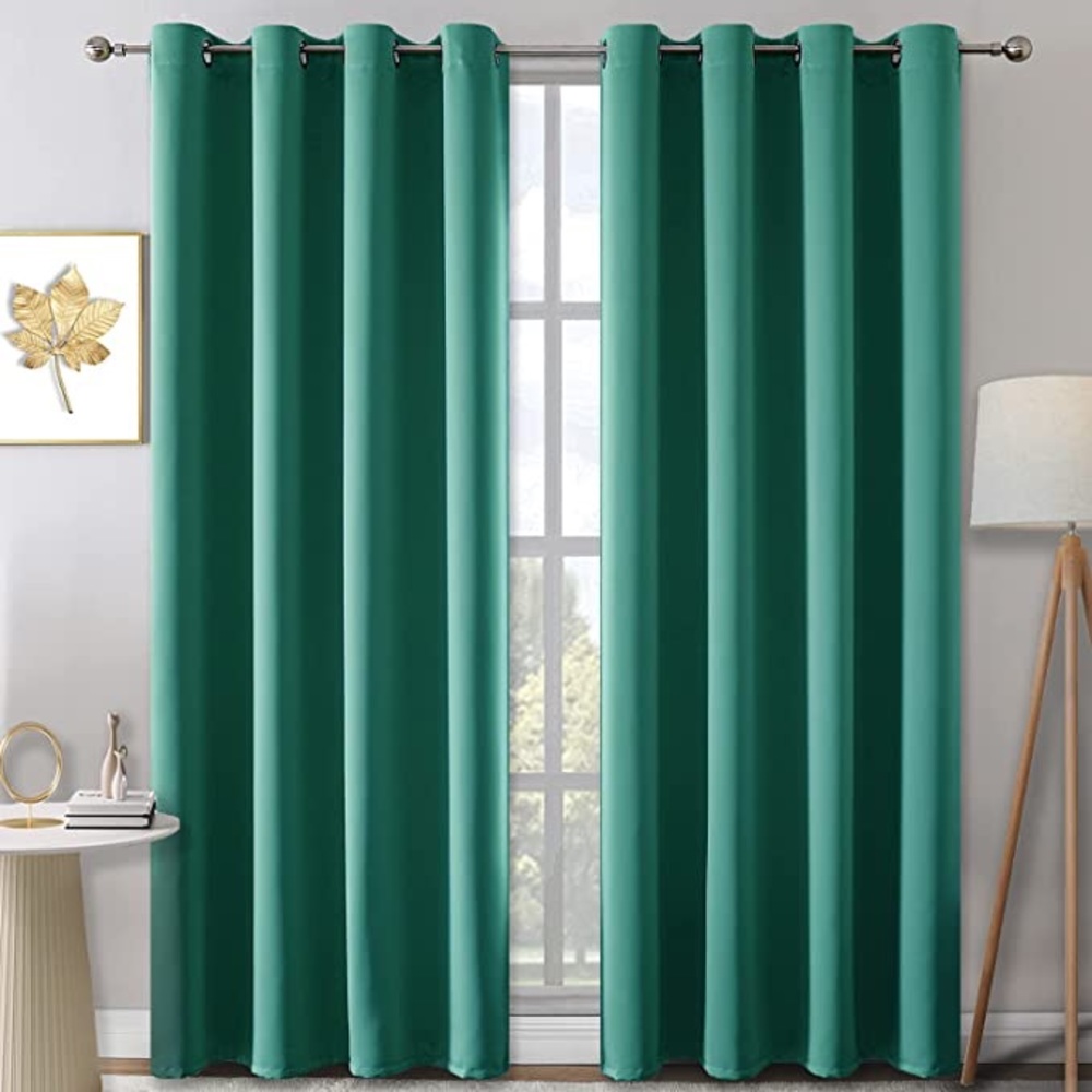 Rutterllow Blackout Curtains  Green Thermal Insulated Darkening  2 Panels 52x84